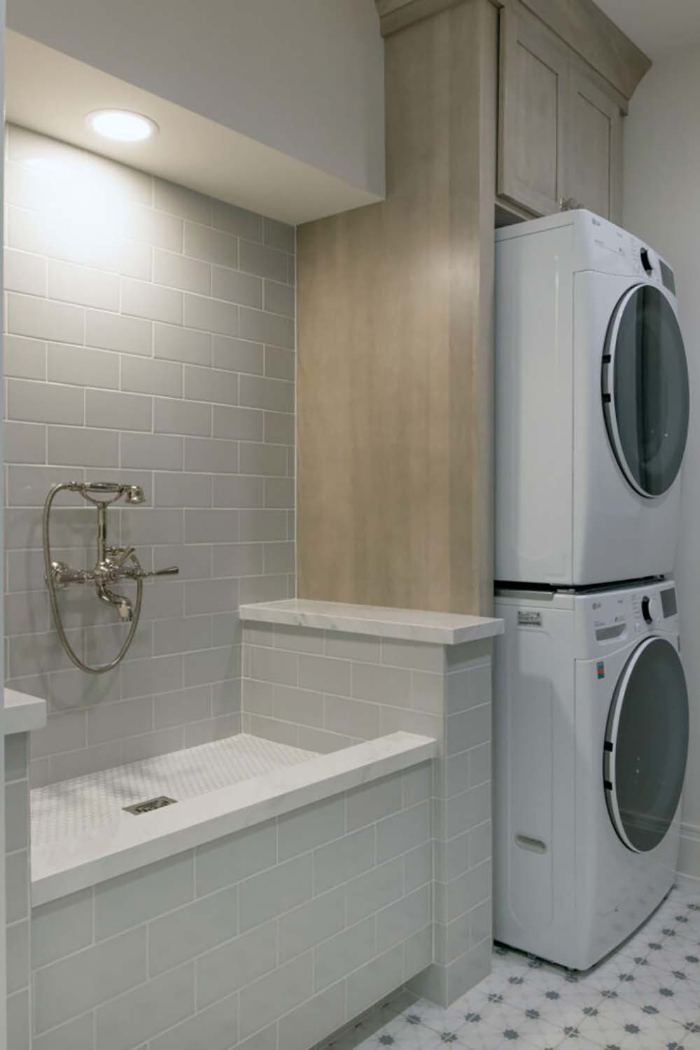 contemporary laundry room with a dog wash