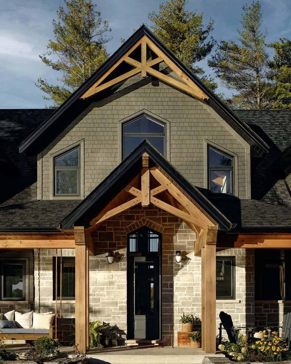 traditional style lake house exterior