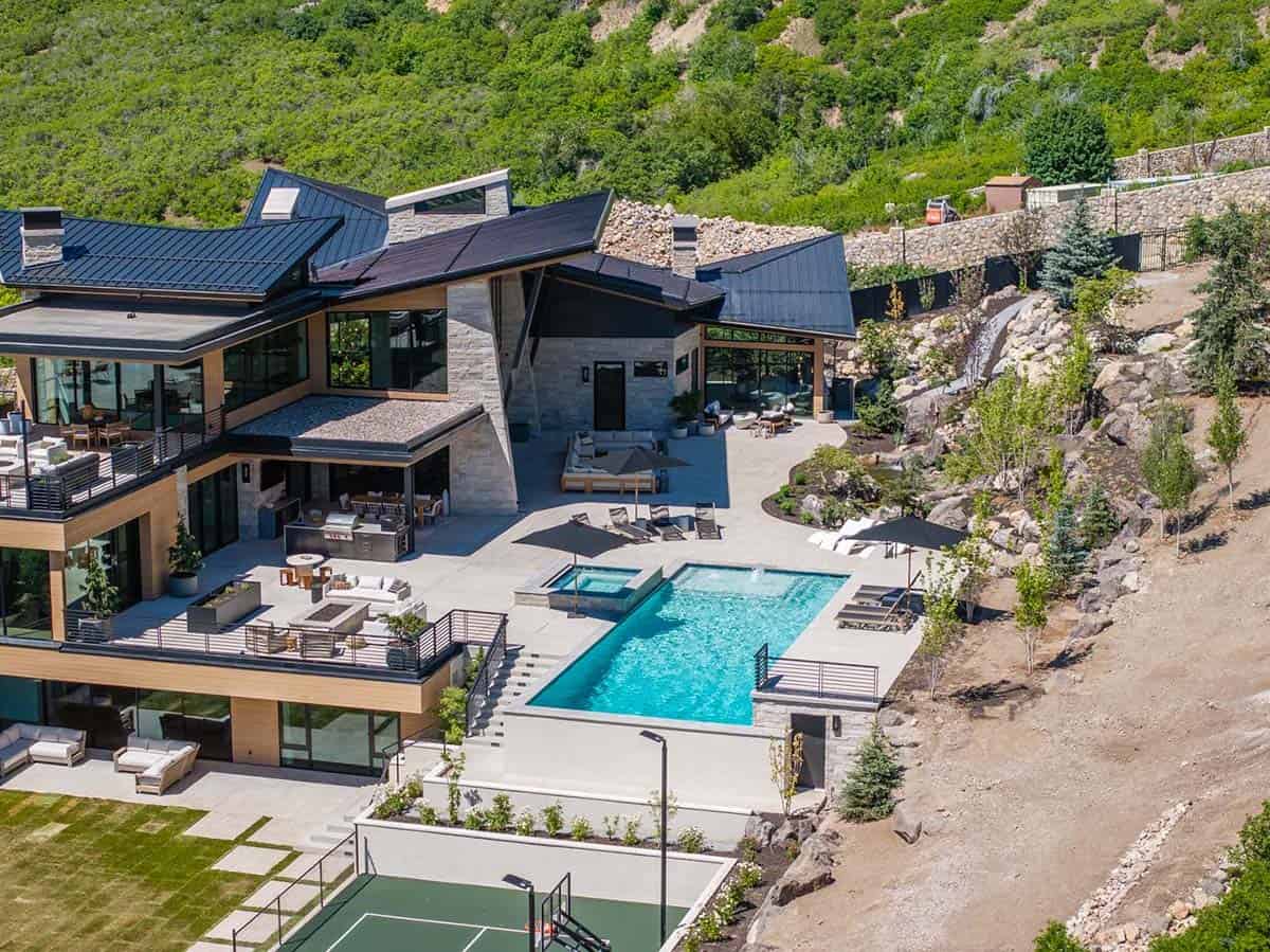 luxury modern home exterior with a pool