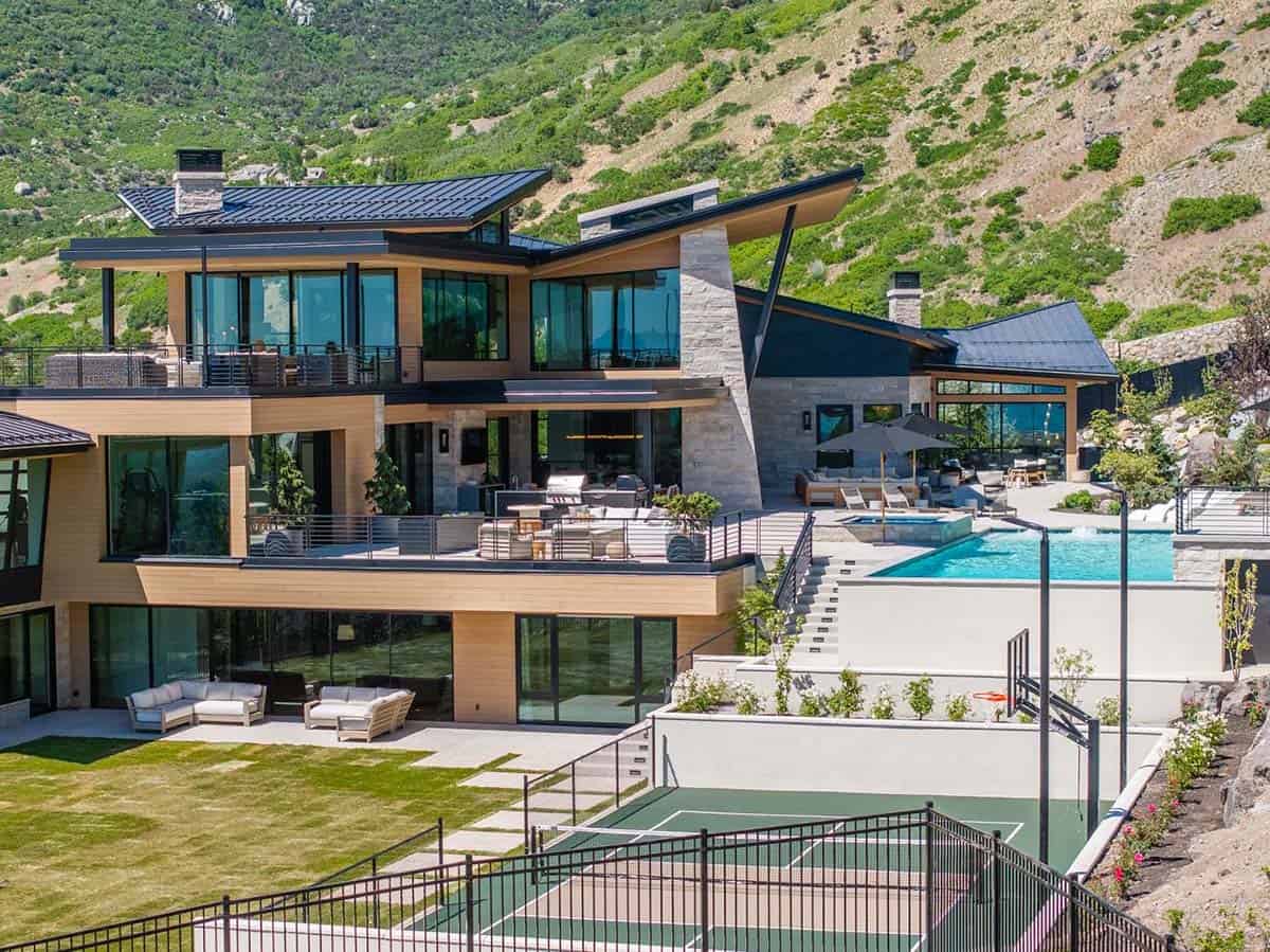 luxury modern home exterior with a pool