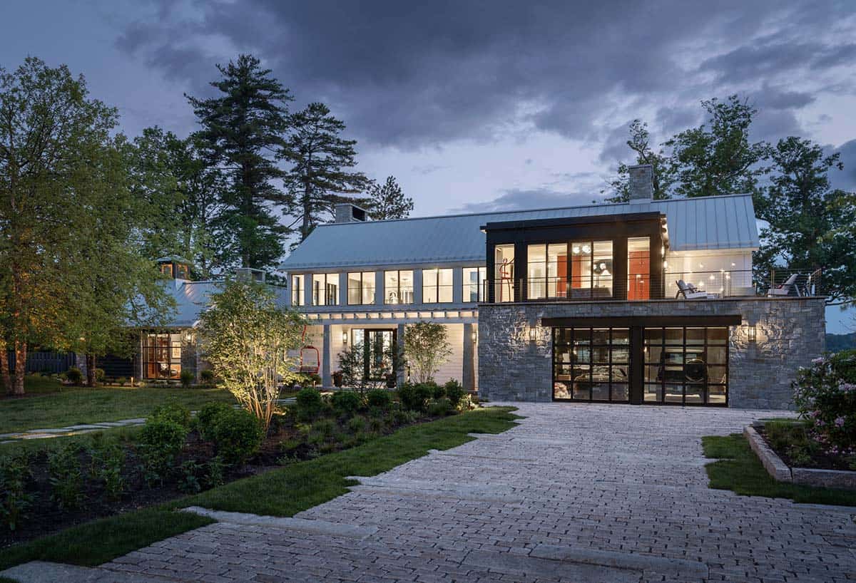 modern lake house exterior