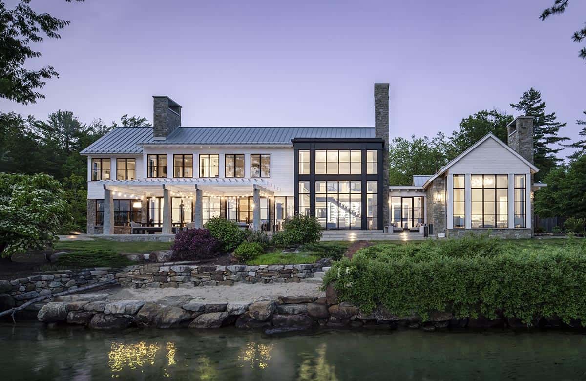 modern lake house exterior