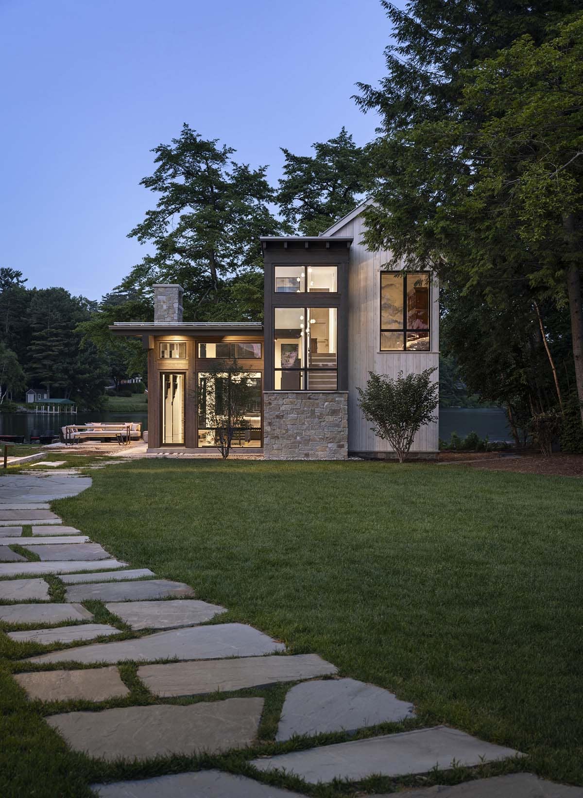 modern lake house exterior
