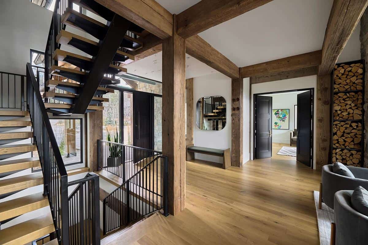 modern mountain house entry