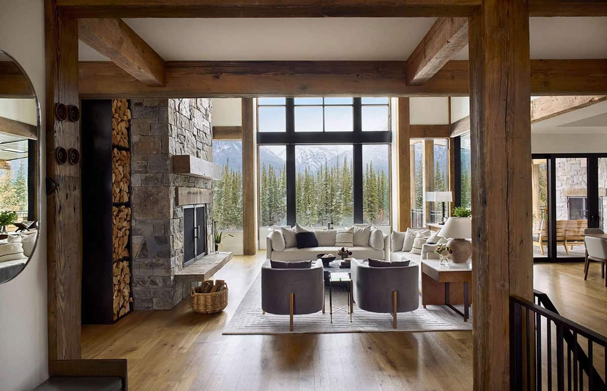 modern mountain style living room