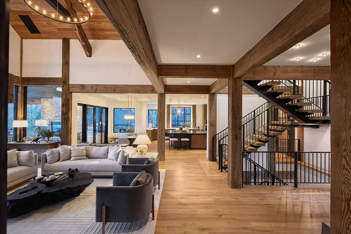 modern mountain style great room