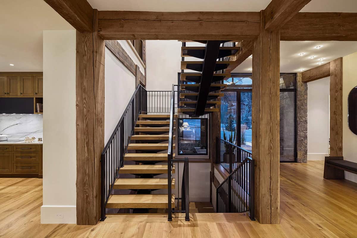 modern mountain style staircase