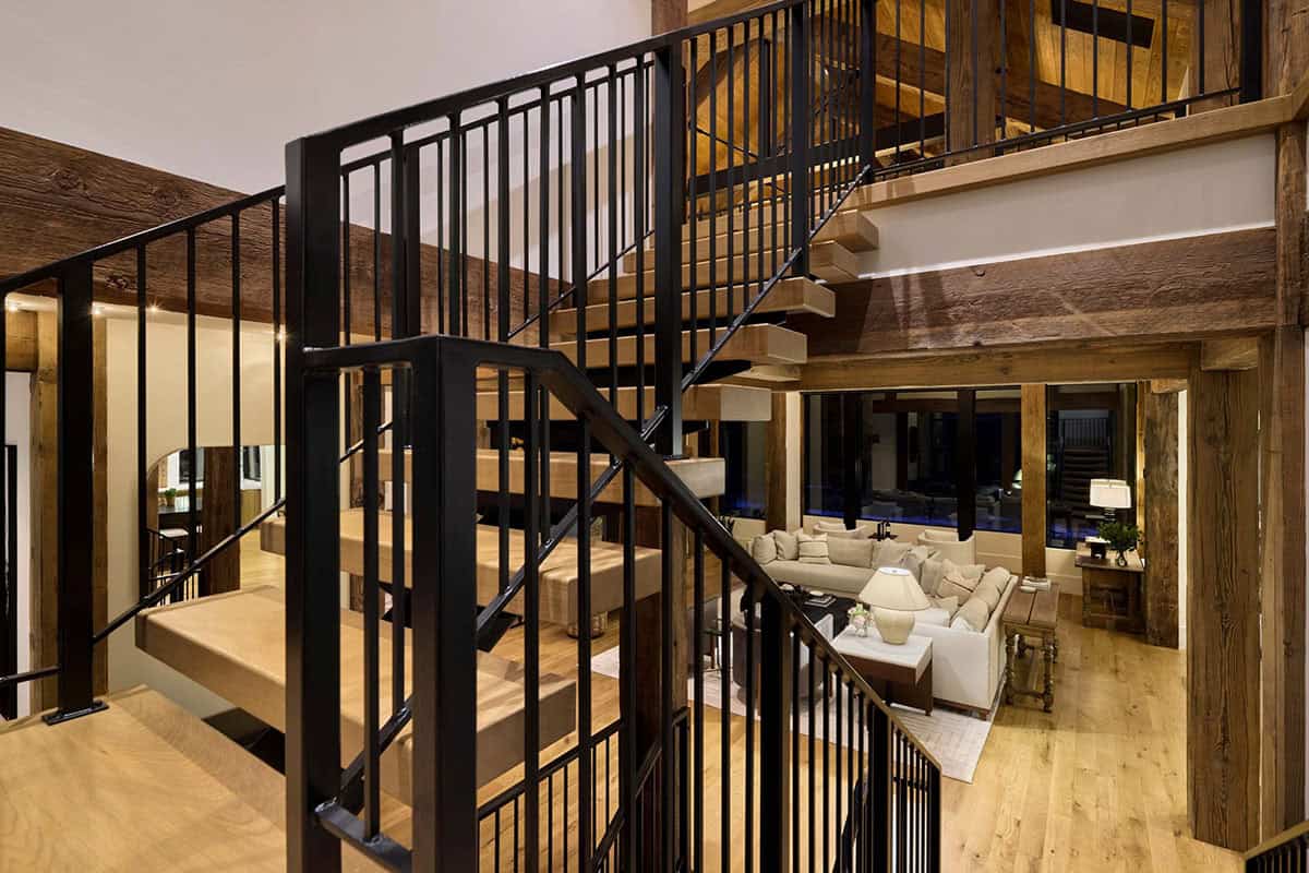 modern mountain style staircase