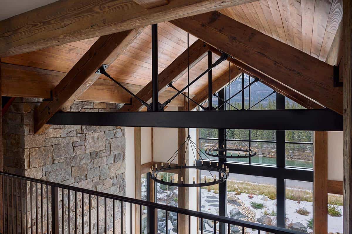 modern mountain style upstairs ceiling detail 
