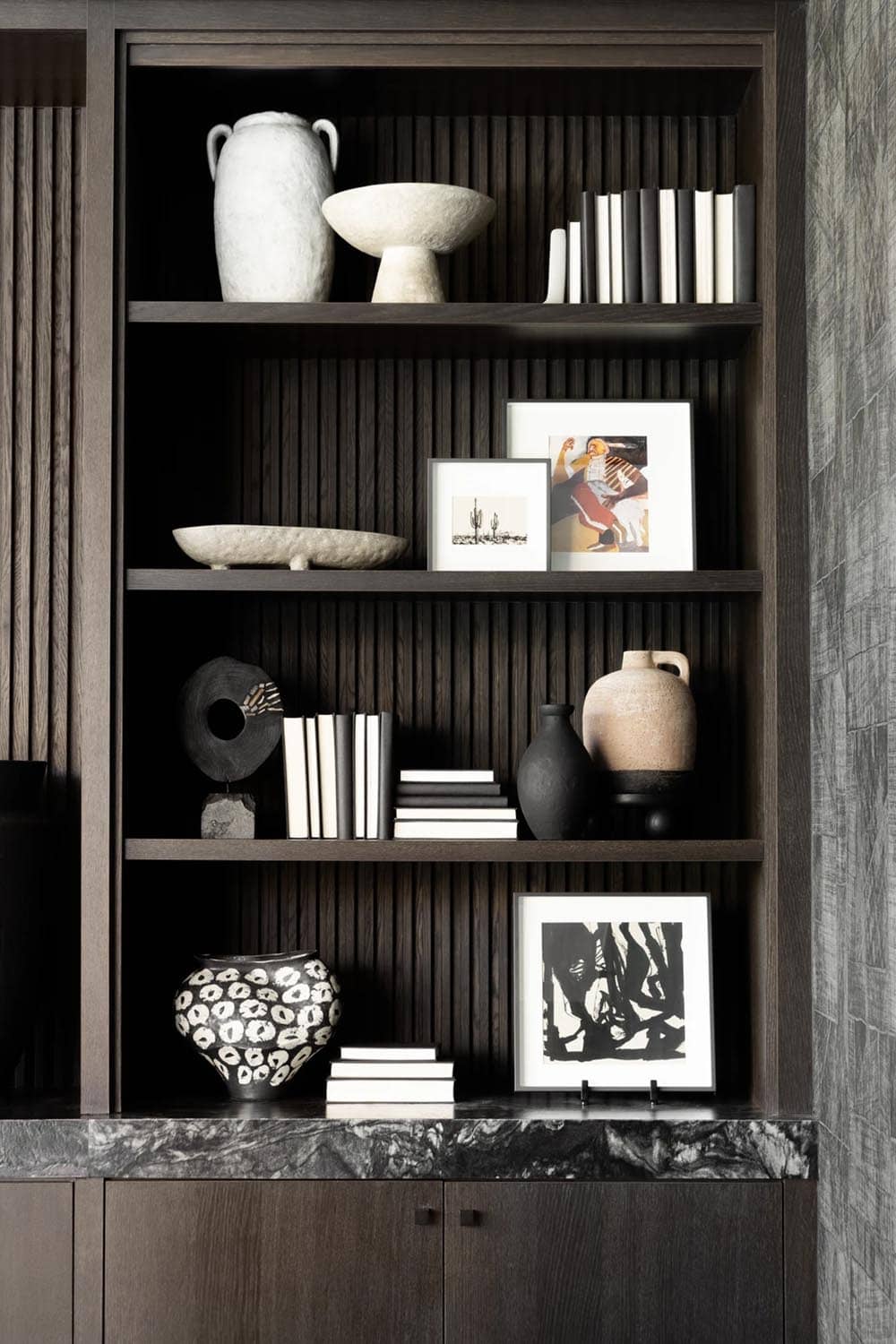  modern home office with a built-in bookshelf