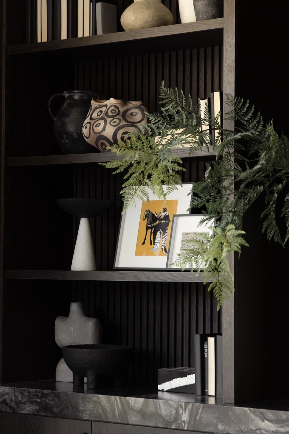  modern home office with a built-in bookshelf