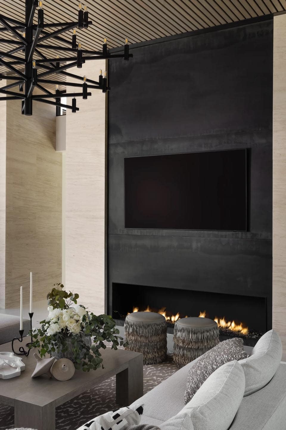  modern living room with a fireplace