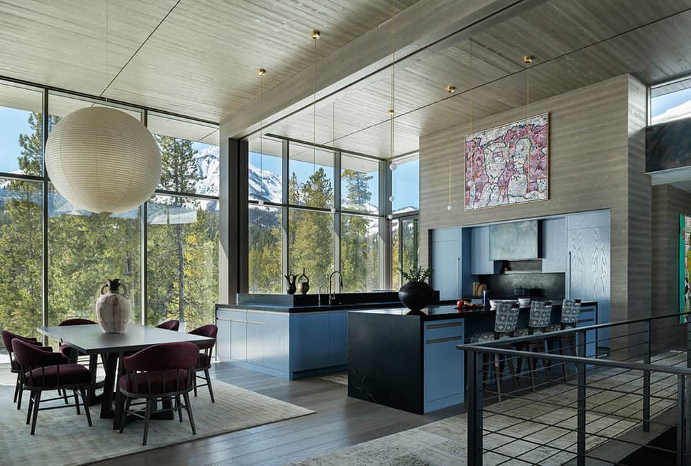 modern dining room and kitchen