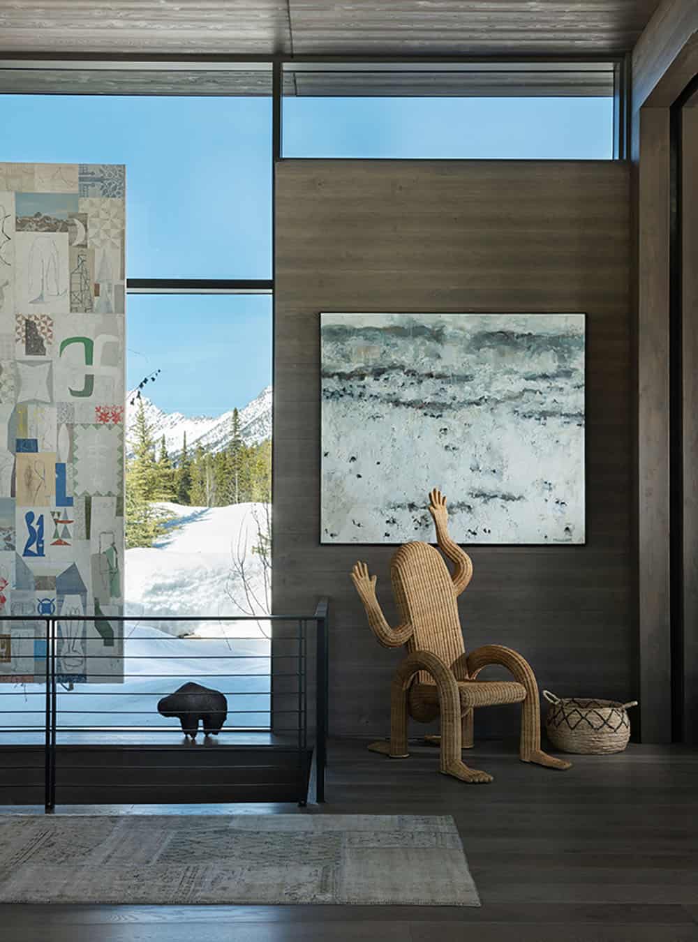 modern hallway with a chair