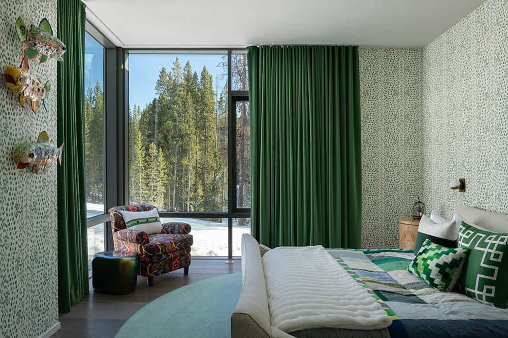 modern bedroom with large windows