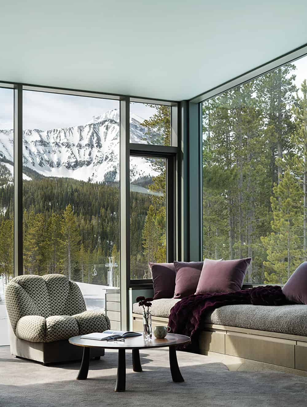 modern bedroom with large windows
