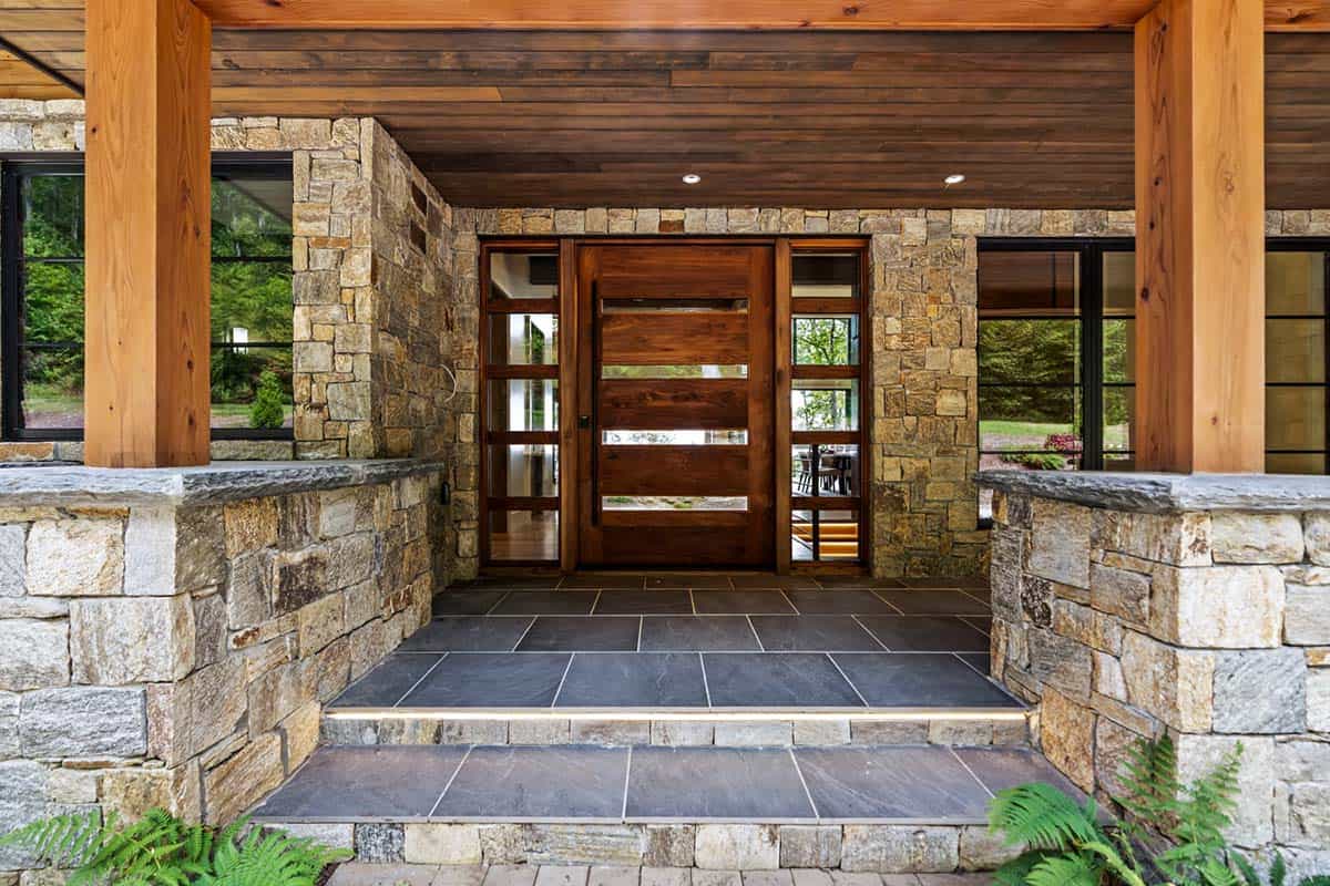 modern mountain home exterior entry