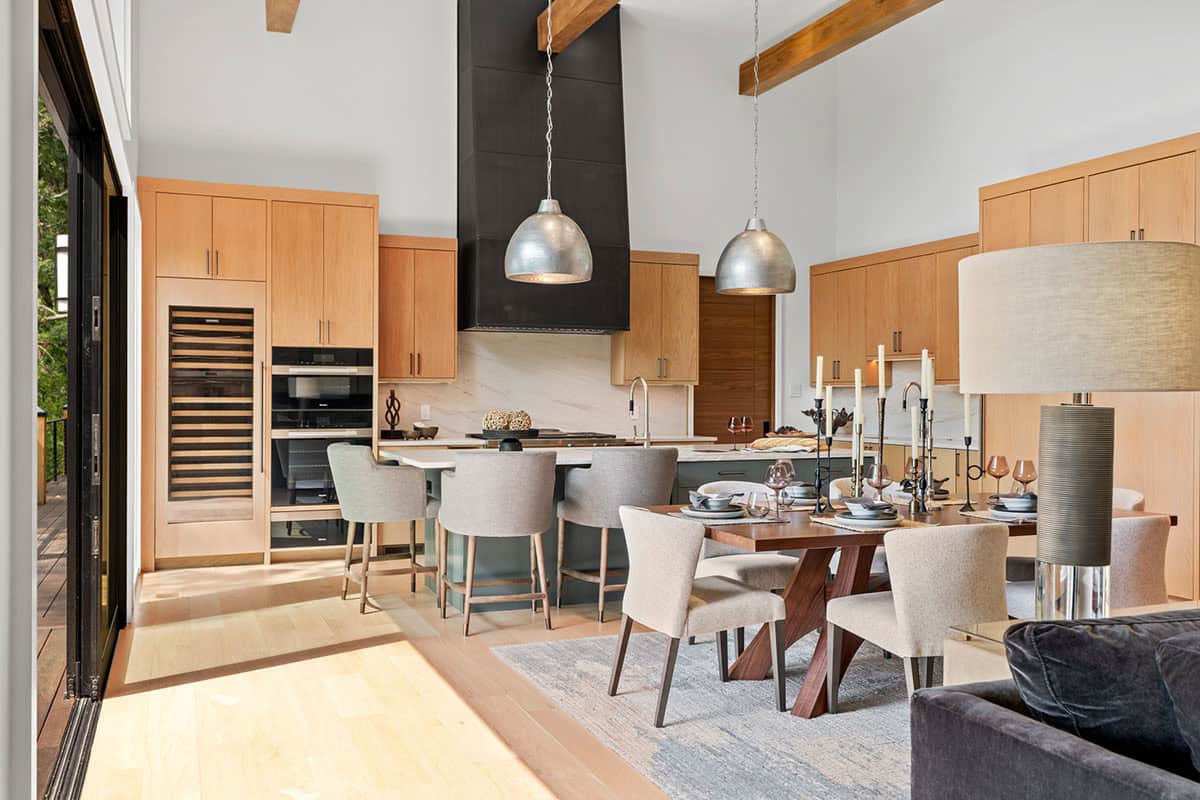 modern dining room and kitchen