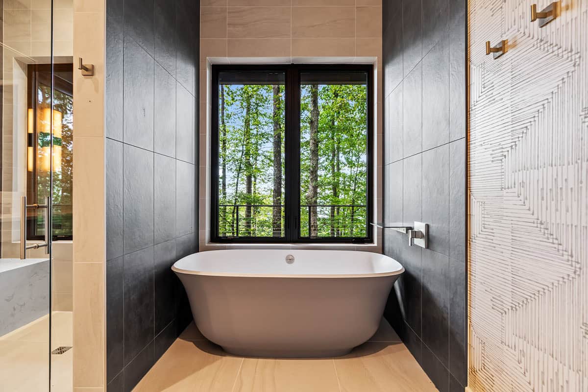 modern bathroom with a freestanding tub