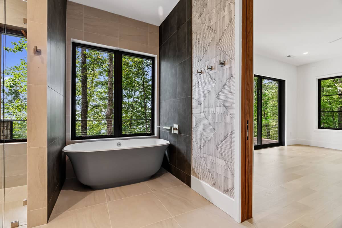 modern bathroom with a freestanding tub