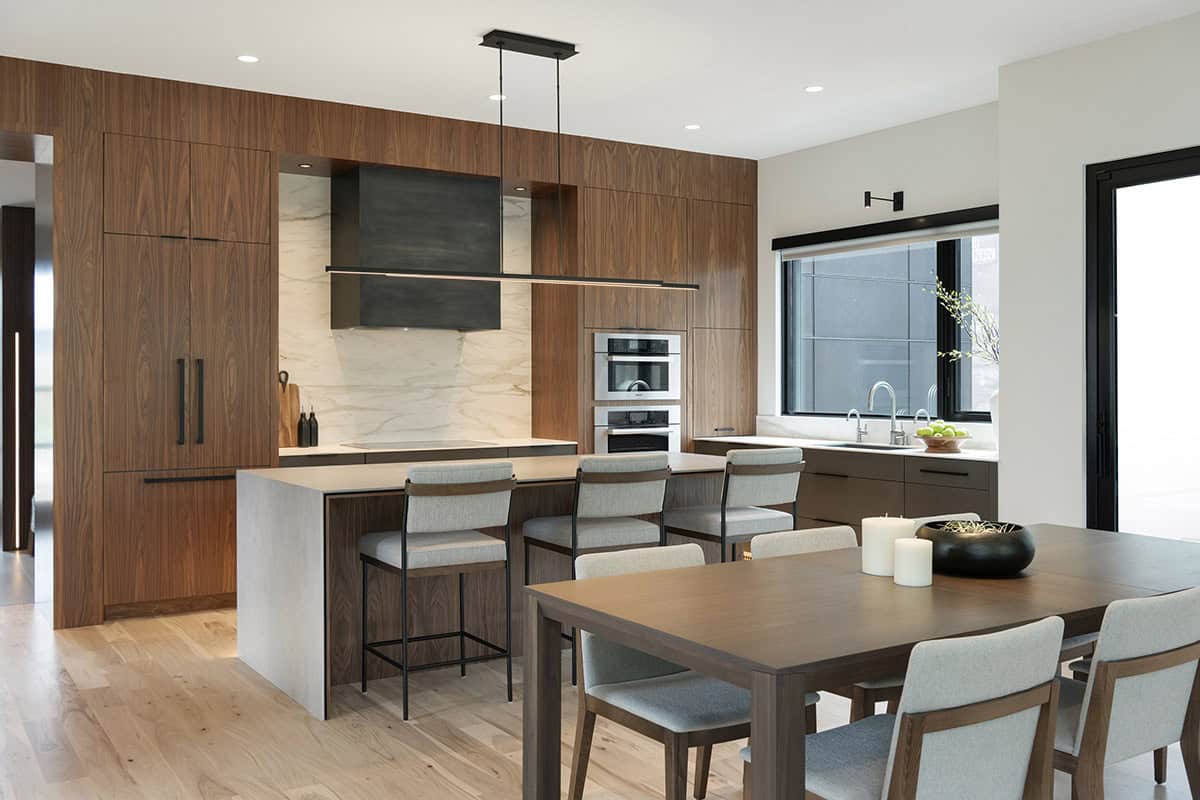 modern dining room and kitchen