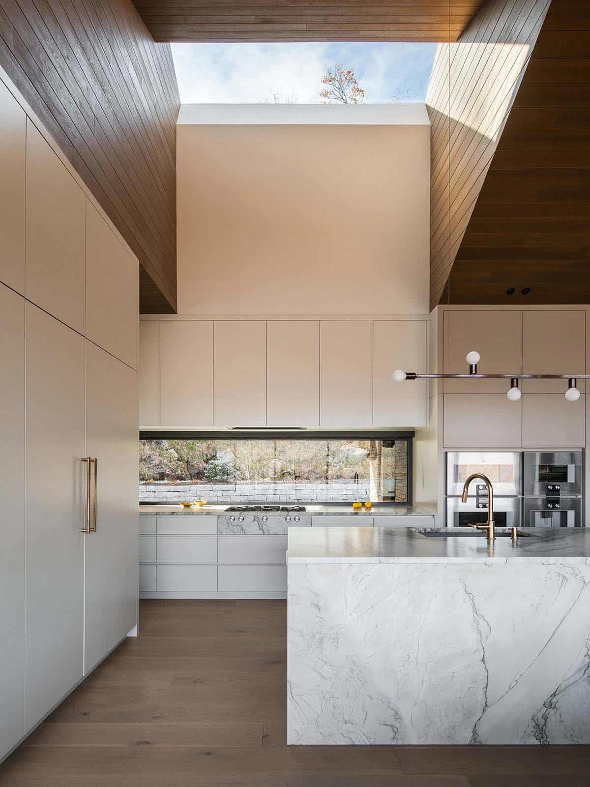 modern kitchen with a skylight