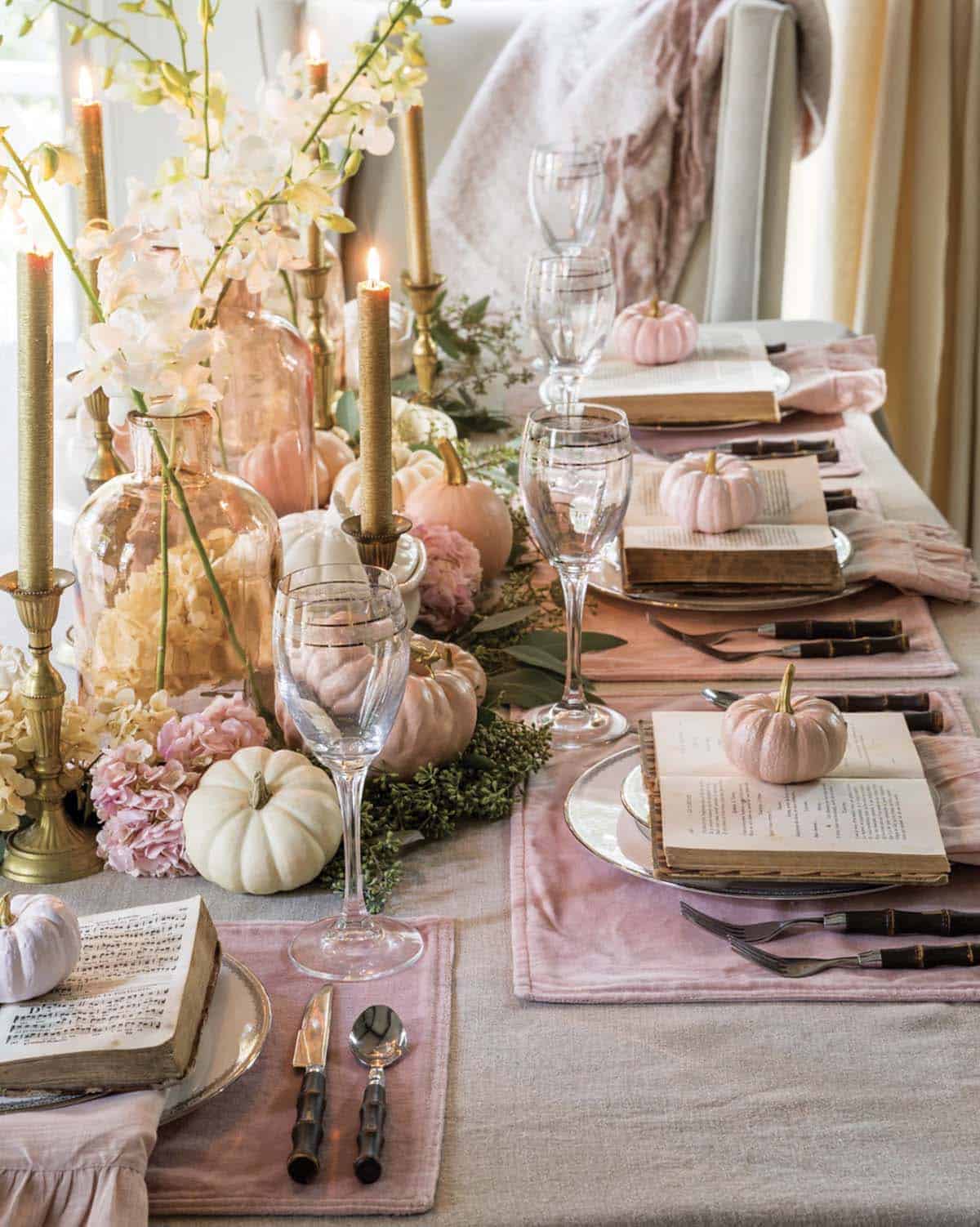 fall tablescape with muted hues