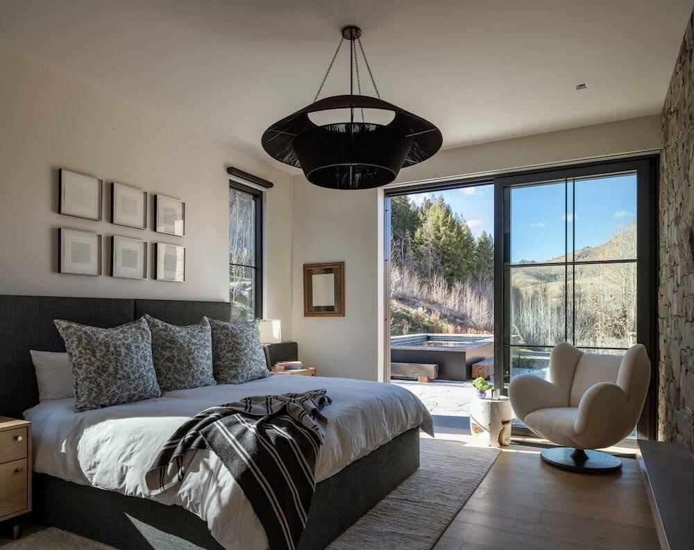 modern mountain style bedroom