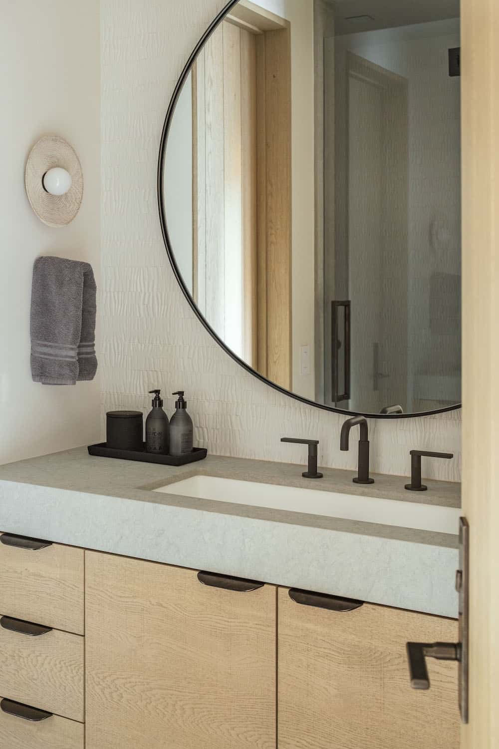 modern mountain style bathroom vanity