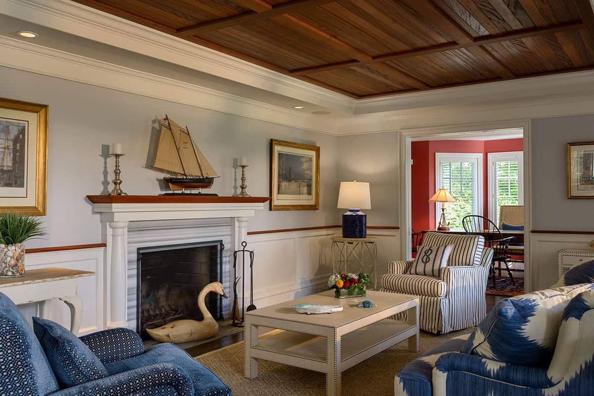 Beach Style Living Room with a fireplace