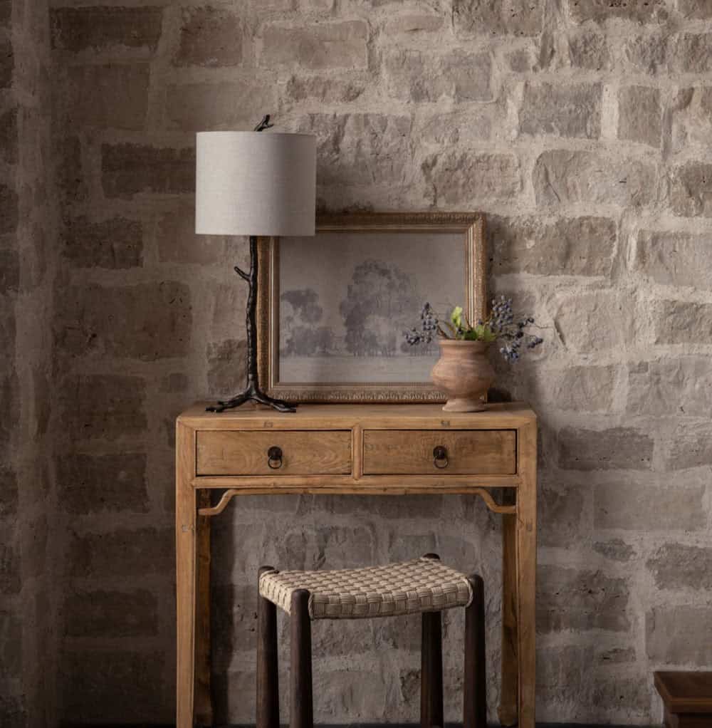 contemporary hallway with a console table