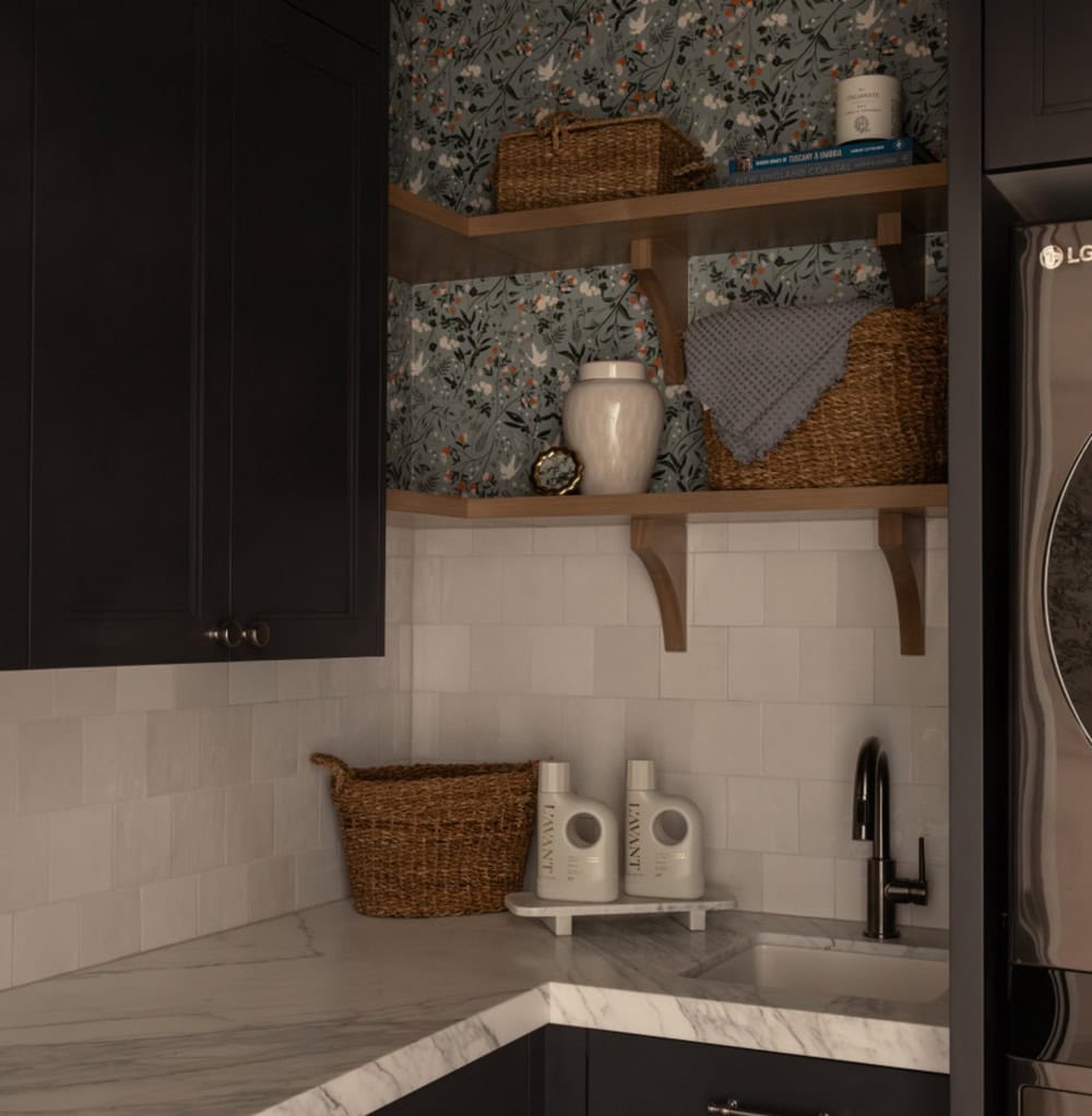 contemporary laundry room with a stackable washer and dryer