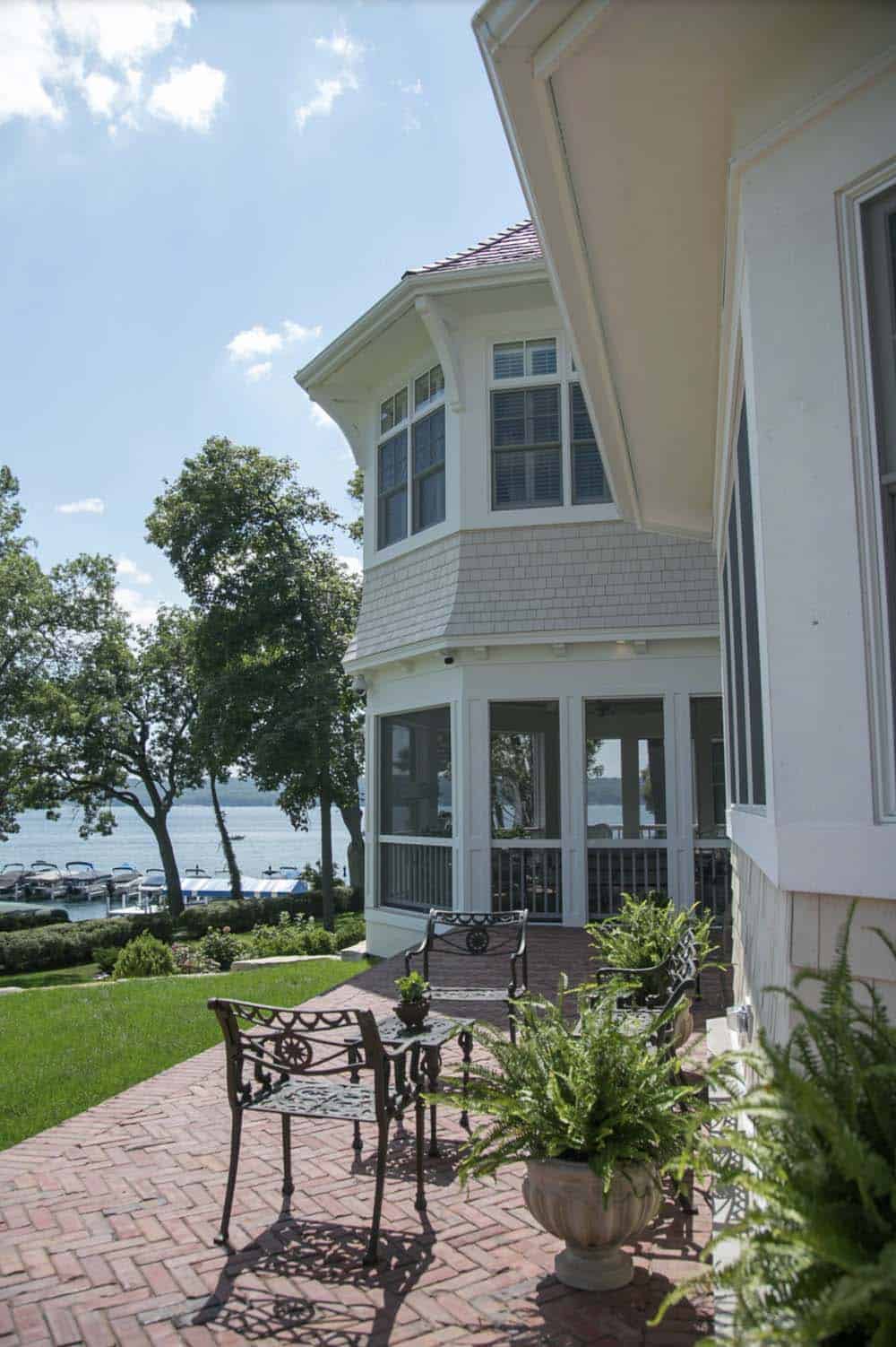 traditional style lake house exterior