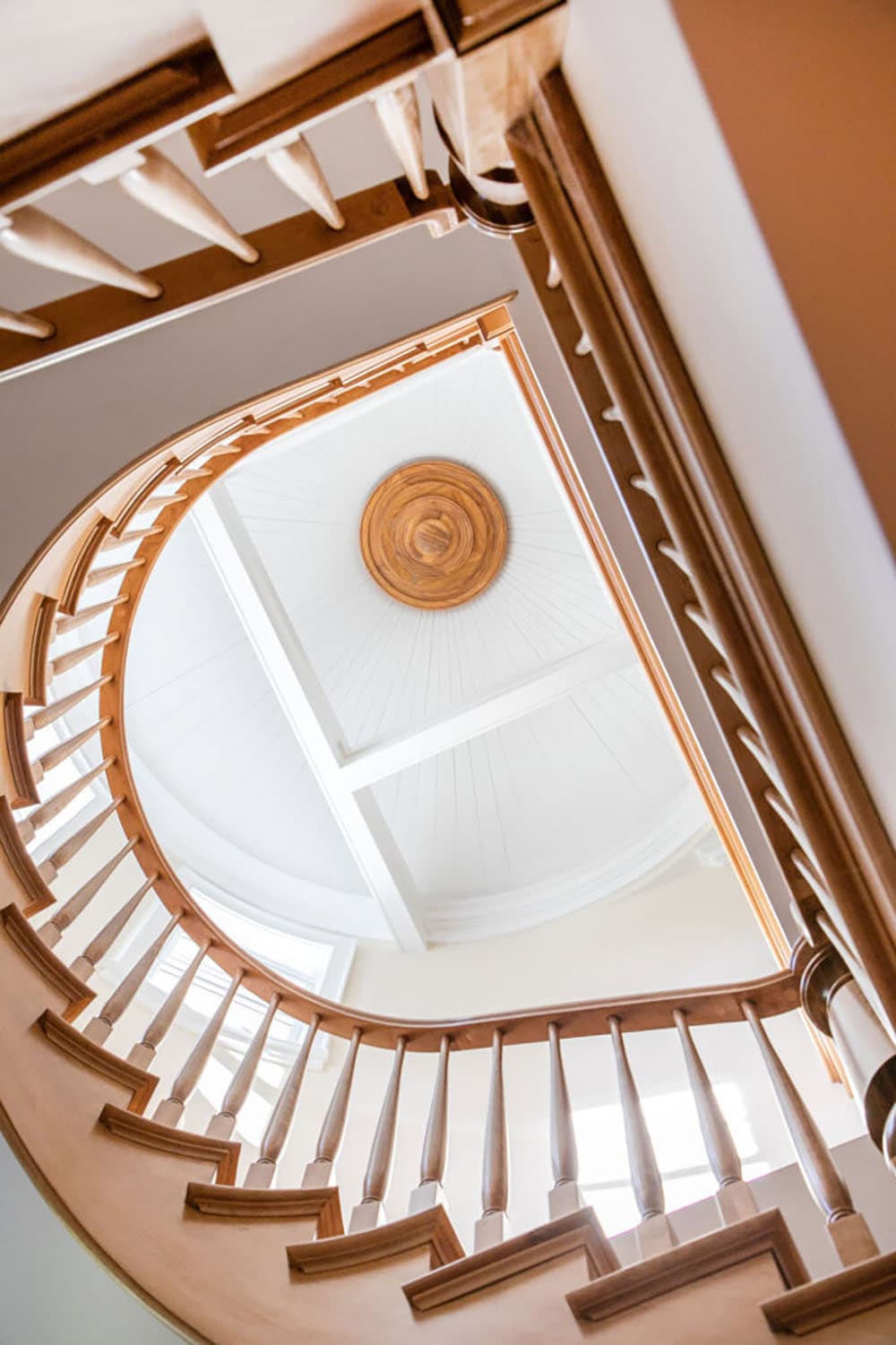 traditional style staircase view looking up
