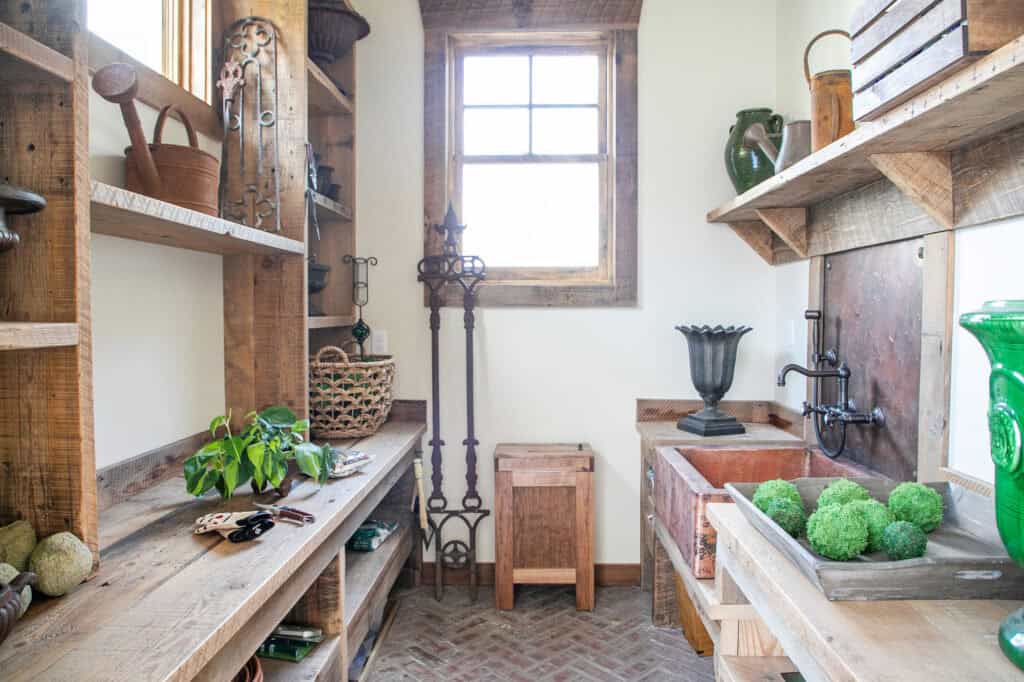 traditional style potting shed