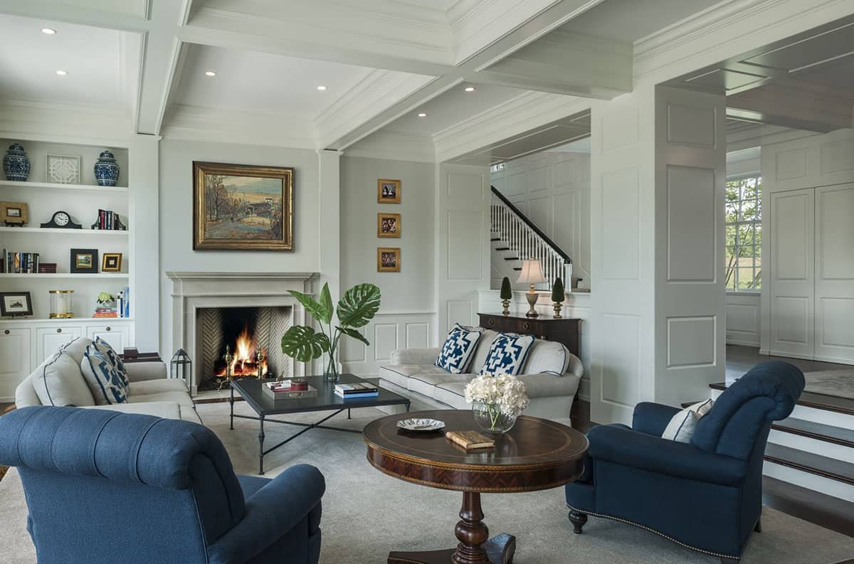 traditional living room with a fireplace