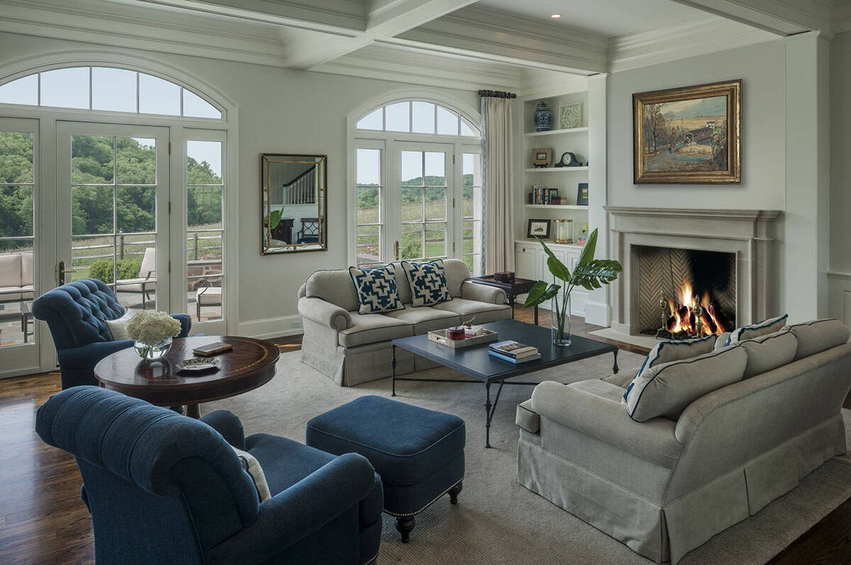 traditional living room with a fireplace