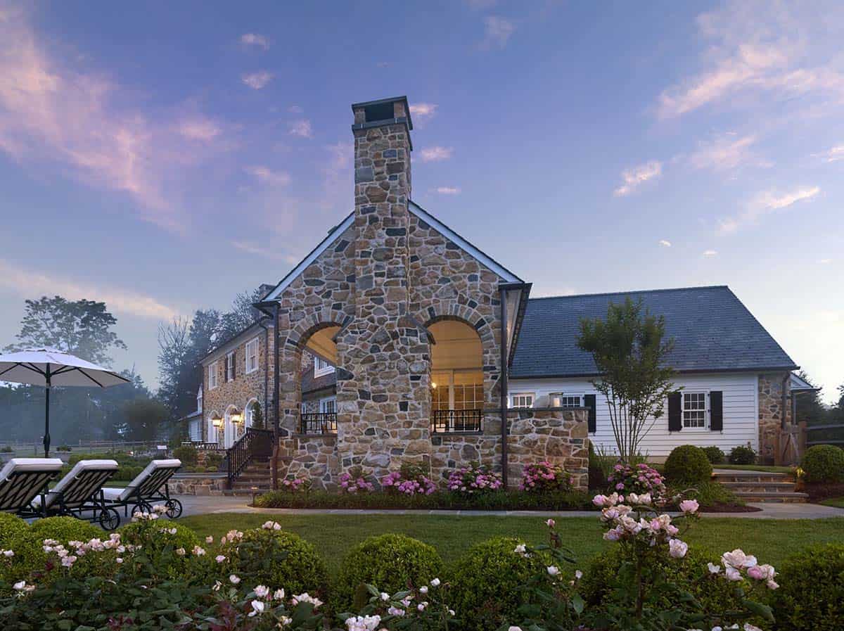 traditional home exterior at dusk