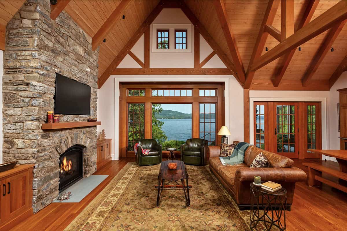 traditional living room with a fireplace