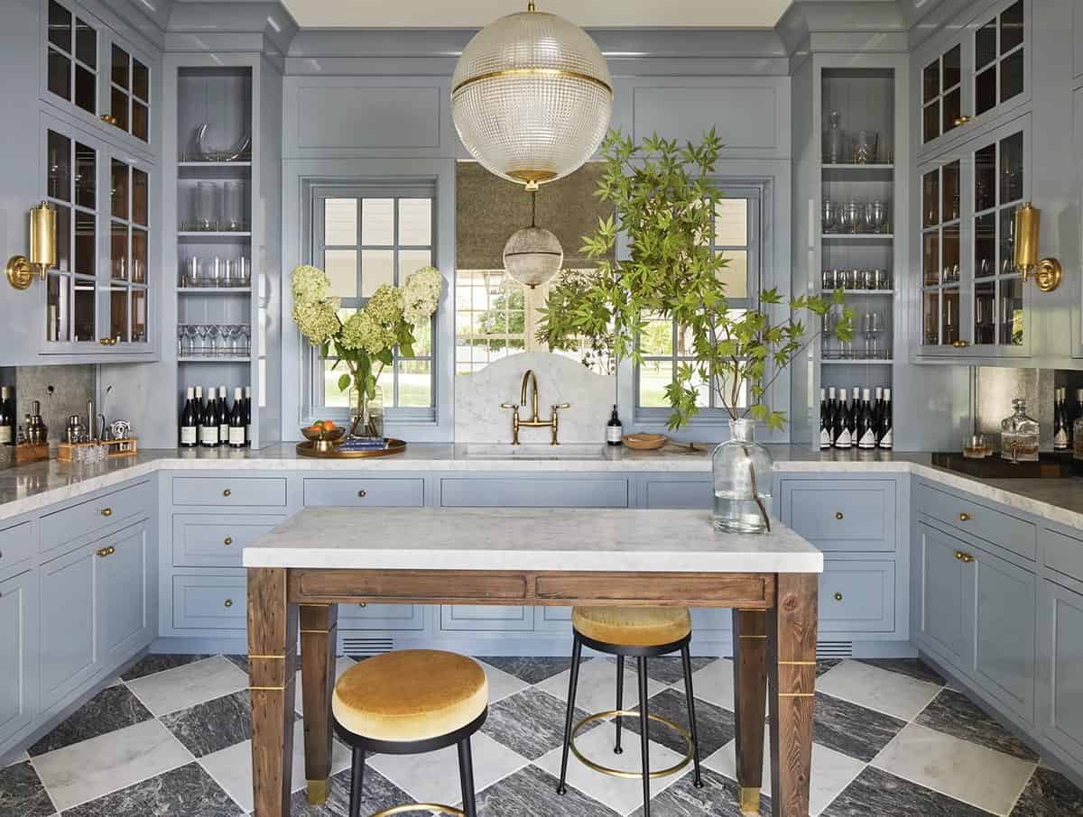 contemporary pantry with an island