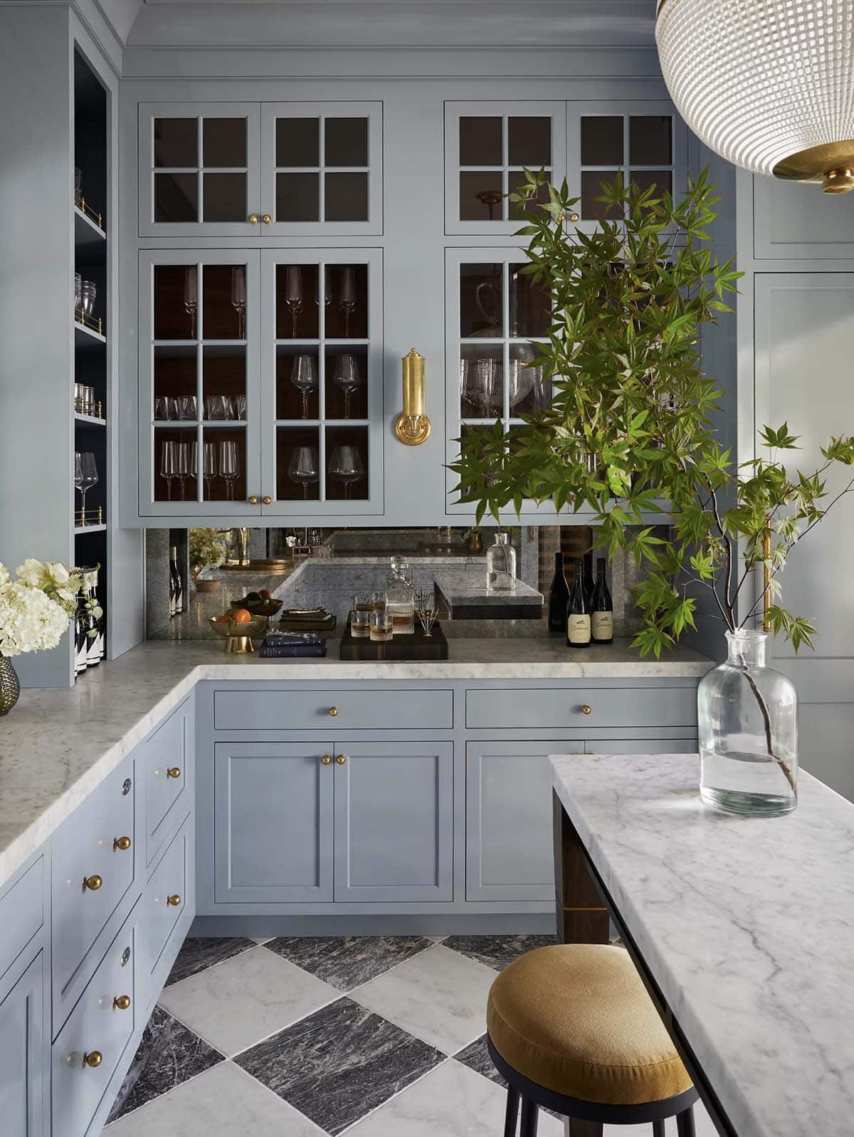 contemporary pantry with an island