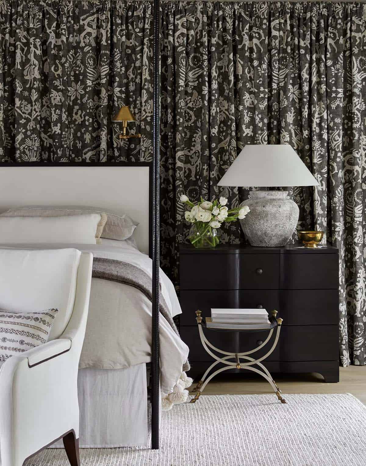 contemporary bedroom with a four poster bed