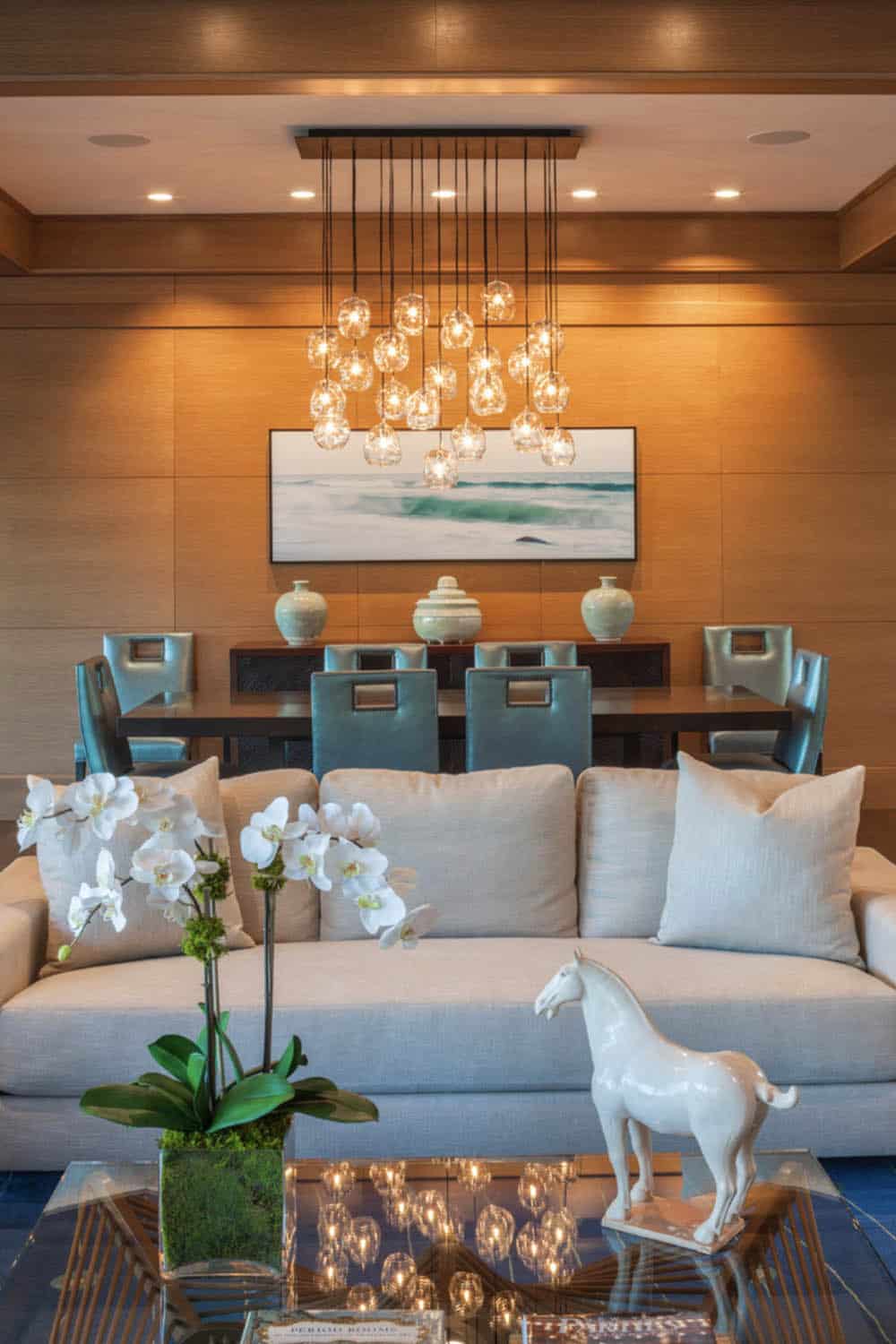 beach style living and dining room