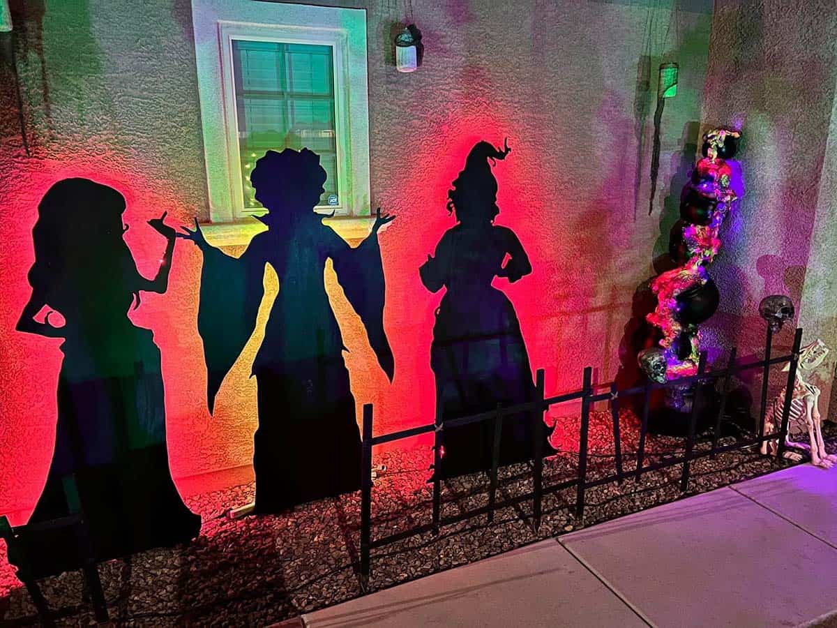 Spooky silhouettes illuminated with string lights