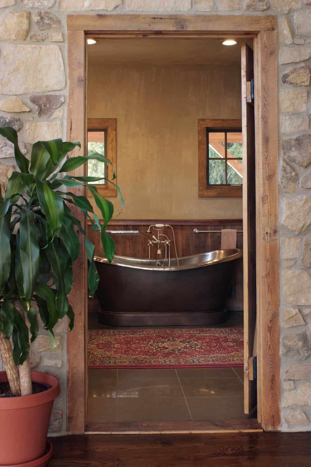 traditional bathroom with a freestianding copper tub