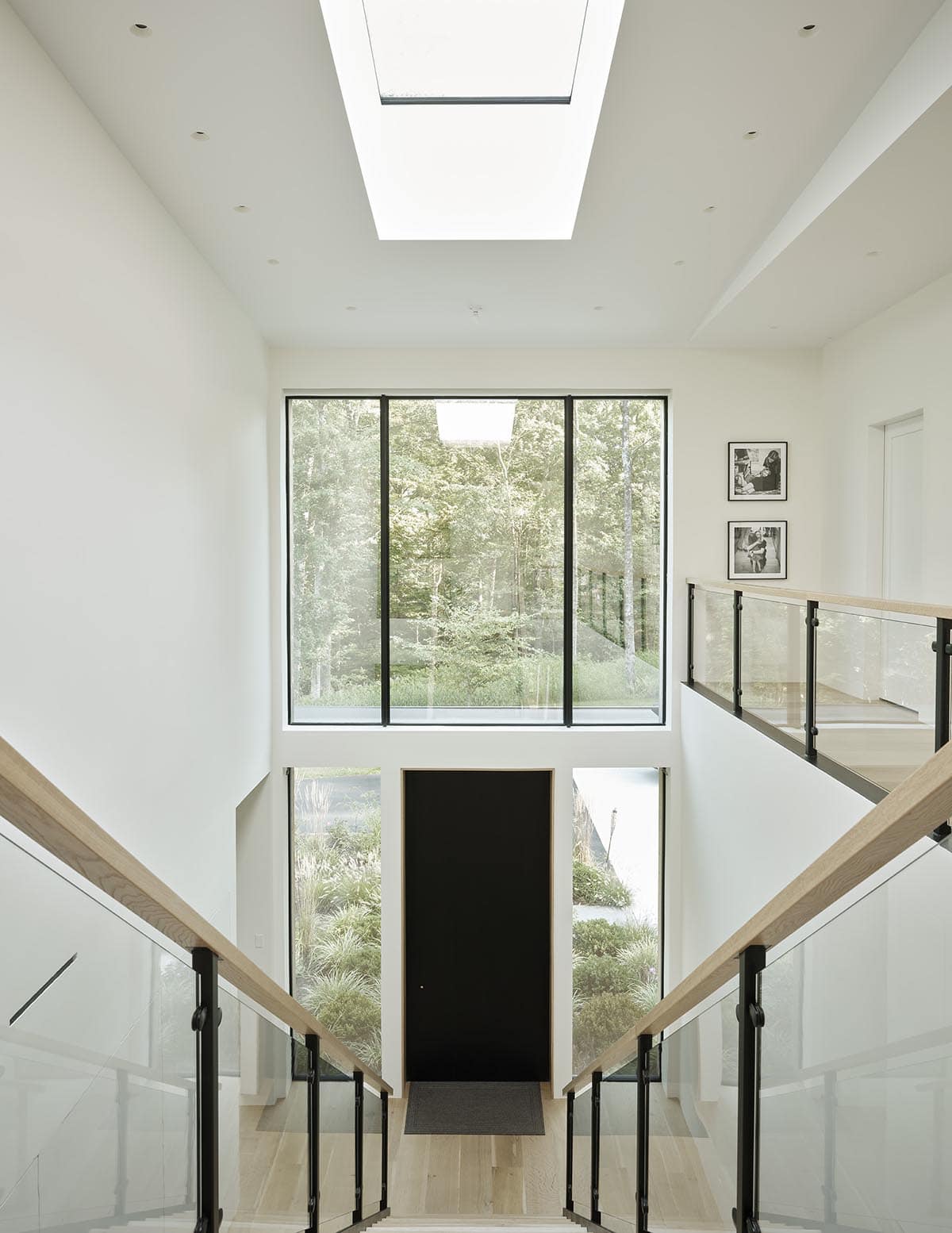 contemporary home entry with a staircase
