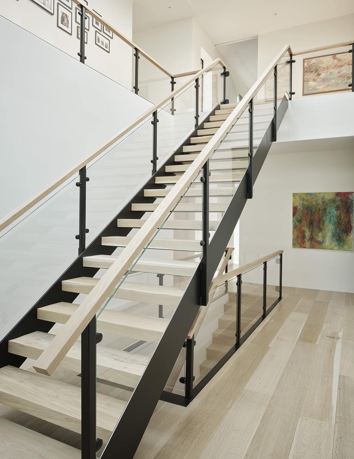 contemporary home entry with a staircase