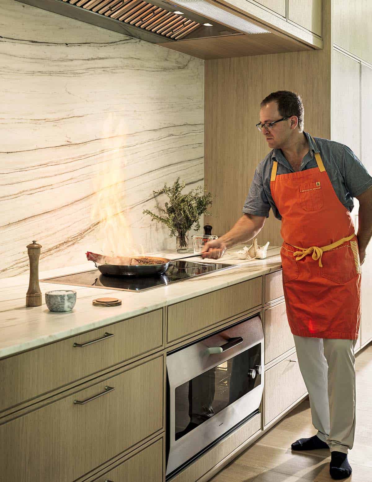 contemporary kitchen range wall