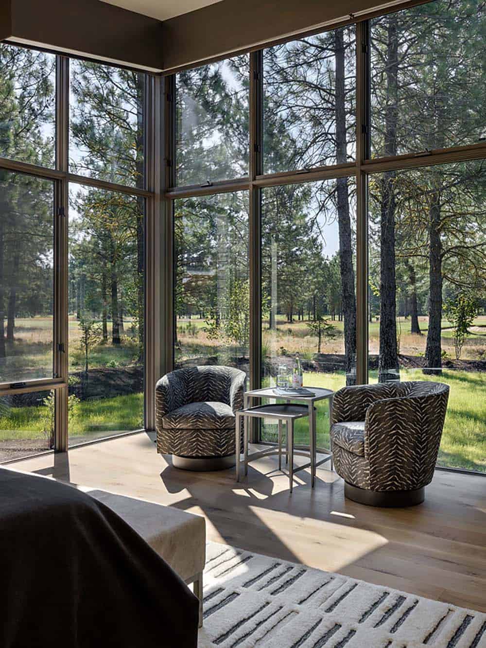 modern living room with floor-to-ceiling windows