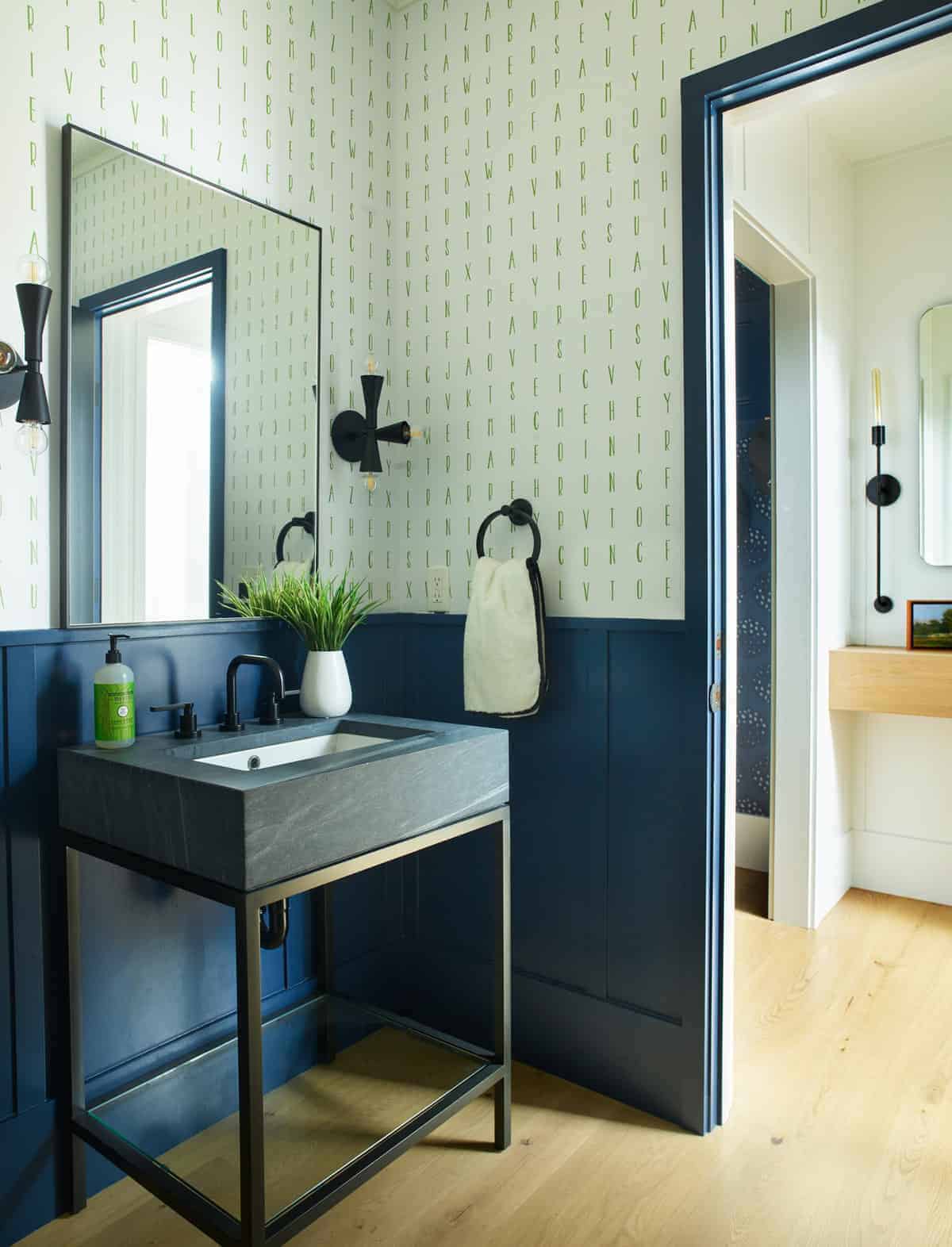 coastal modern farmhouse powder room